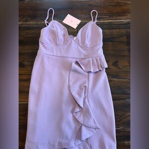 Hello Molly Lavender Ruffle Bodycon Mini Dress Size M NWT